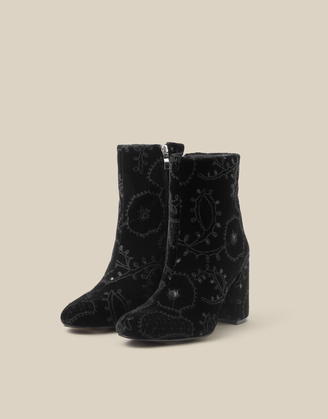 Glory Embroidered Ankle Boot, Black (BLACK), large