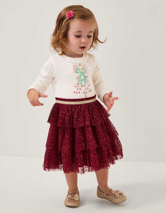 Baby Christmas Tree Disco Dress, Red (RED), large