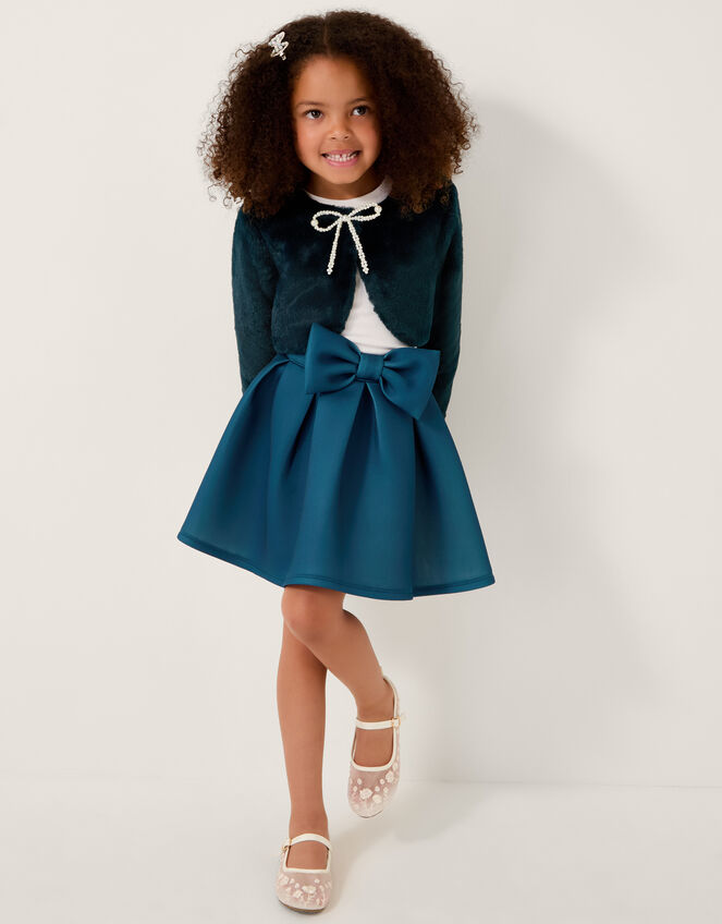 Bow Pleat Skirt, Teal (TEAL), large