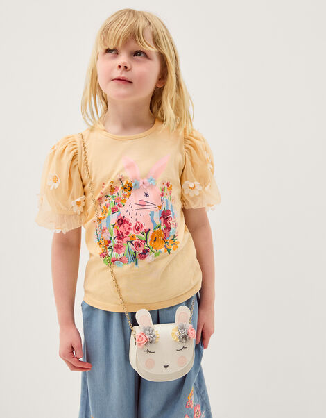 Bunny Graphic Appliqu&eacute; T-Shirt, Yellow (YELLOW), large