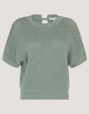 Siara Short Sleeve Knit Jumper, Green (GREEN), large