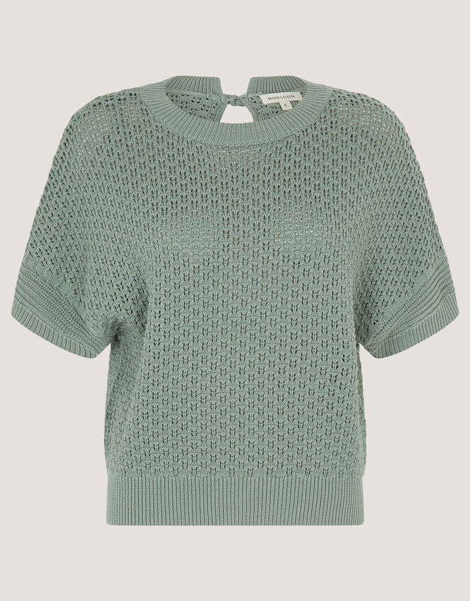 Siara Short Sleeve Knit Jumper, Green (GREEN), large