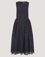 Lydia Sleeveless Lace Midi Dress, Blue (NAVY), large