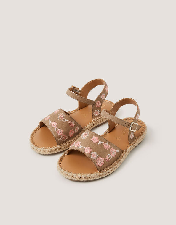 Floral Embroidered Espadrille Sandals, Multi (MULTI), large