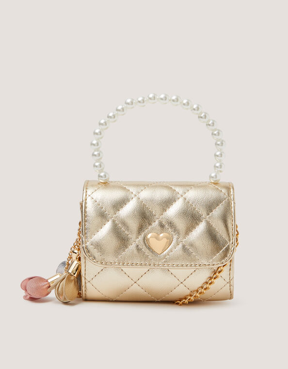 Mini Pearl Quilted Charm Bag, , large