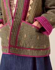 East Apate Quilted Kimono Jacket, Green (KHAKI), large