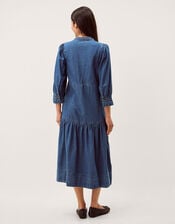 Melissa Embroidered Denim Midi Dress, Blue (MID AUTHENTIC BLUE), large