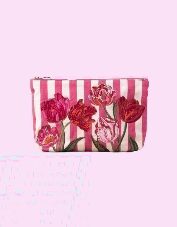 Elizabeth Scarlett Tulip Stripe Pouch, , large