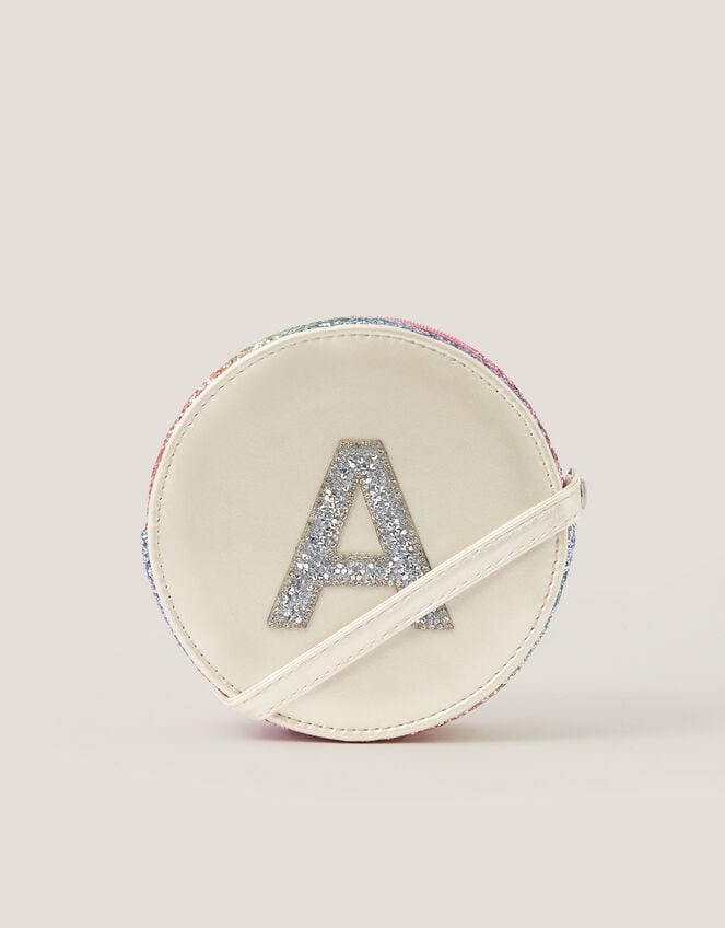 Round Glittery Initial Bag, Multi (MULTI), large