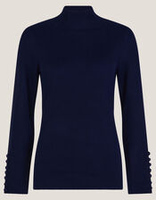 Ruby Ribbed Polo Neck Jumper, Brown (CHOCOLATE), large