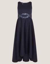 Sleeveless Sequin Prom Dress, Blue (NAVY), large