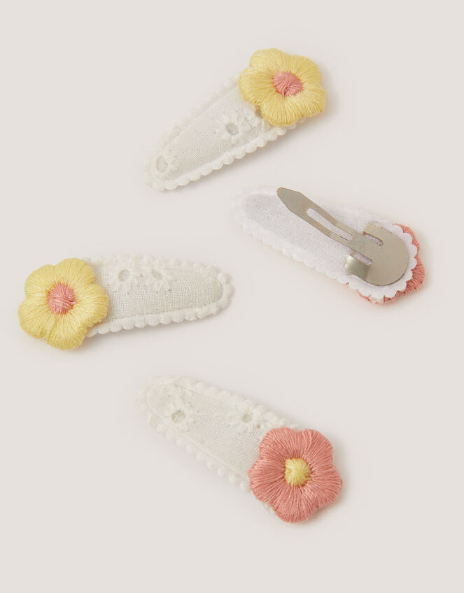 4-Pack Mini Daisy Broderie Hair Clips, , large
