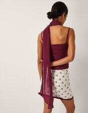 The India Edit Colette Ruched Bandeau Top & Scarf, Red (BURGUNDY), large