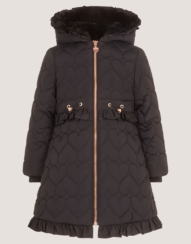 Harriett Heart Quilted Coat, Black (BLACK), large