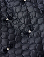 Quilted Embellished Bow Skirt, Blue (NAVY), large