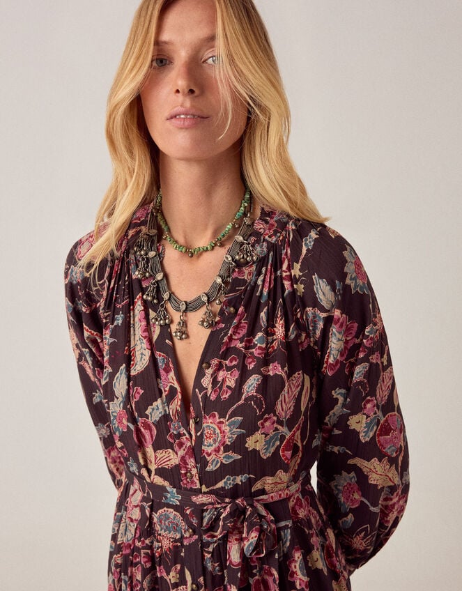 Maison Hotel Louise Paisley Print Maxi Dress, Black (BLACK), large