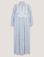 Callie Stripe Midi Shirt Dress, Blue (BLUE), large