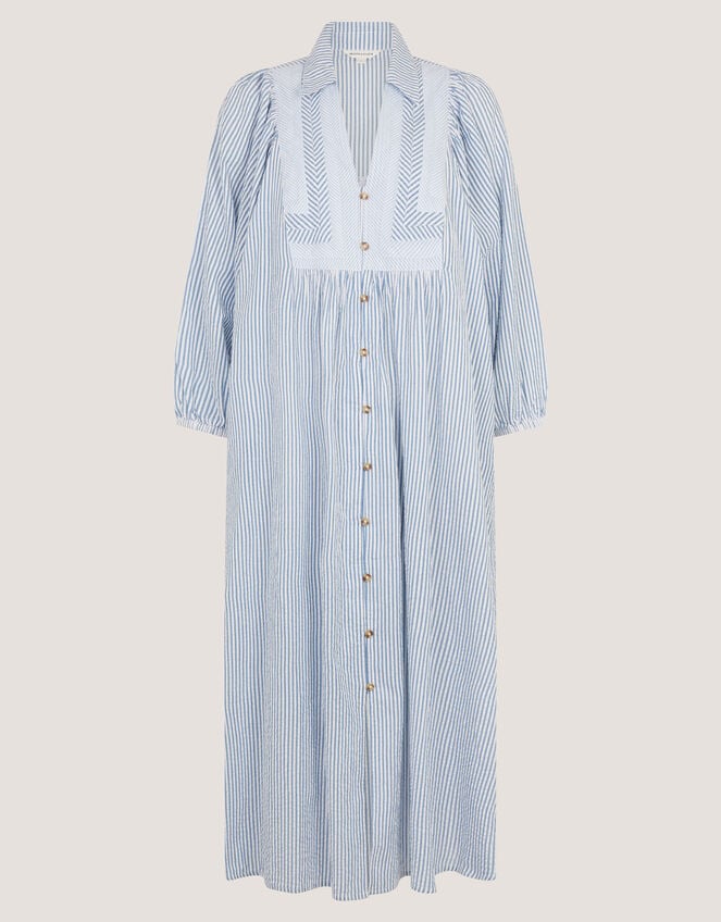 Callie Stripe Midi Shirt Dress, Blue (BLUE), large
