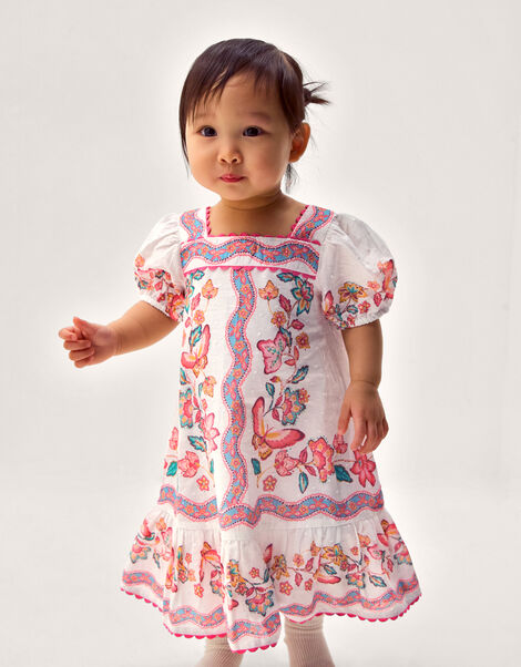 Baby Jelena Butterfly Print Dress, Ivory (IVORY), large
