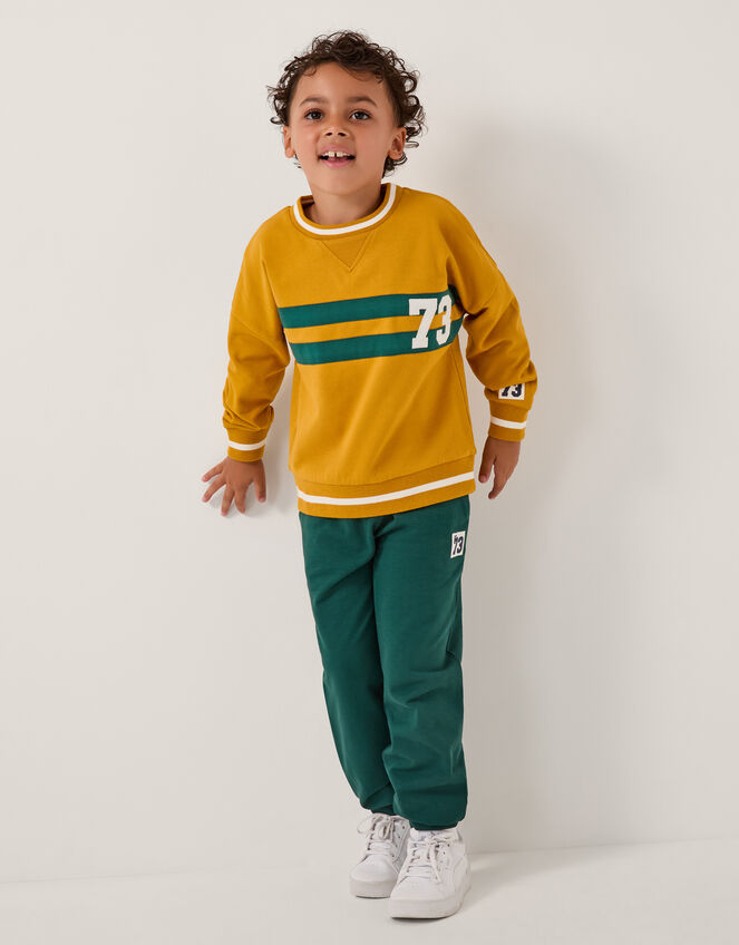 Varsity Stripe Sweatshirt, Yellow (YELLOW), large