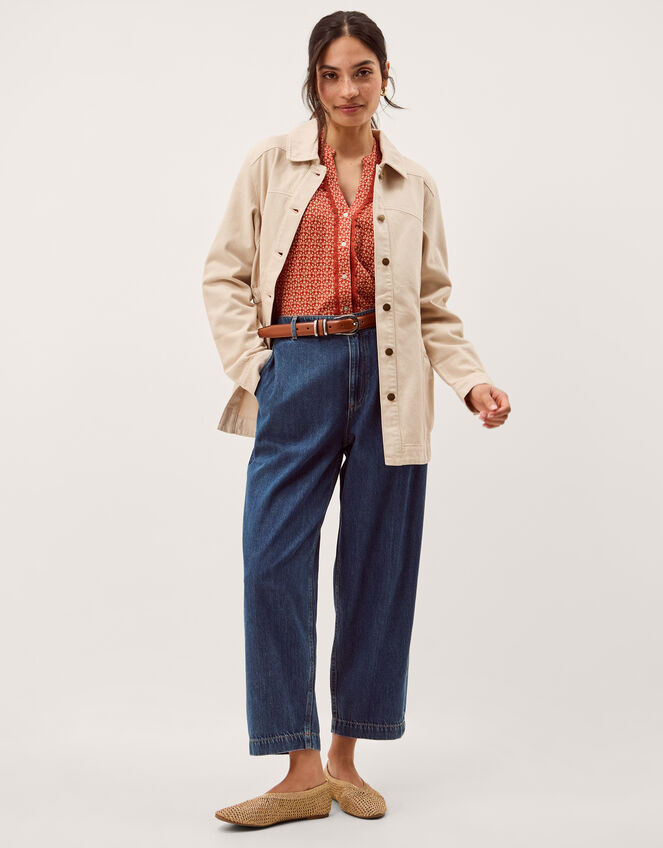 Mabel Longline Denim Jacket, Natural (ECRU), large