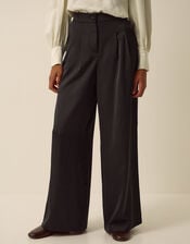 Maisie Satin Wide Leg Trousers, Black (BLACK), large