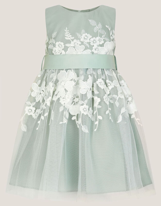 Baby Felicity Embroidered Floral Dress, Green (SAGE), large