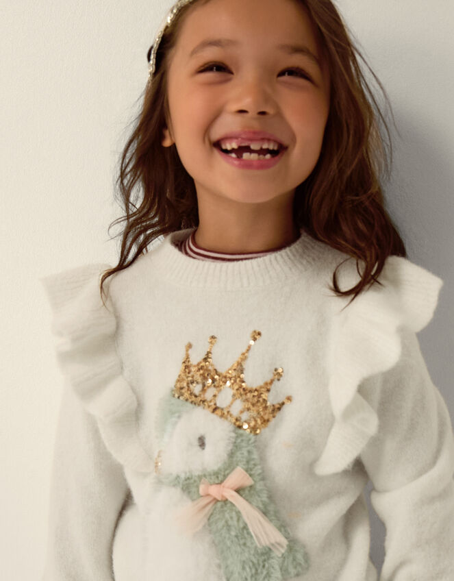 Embellished Penguin Knit Jumper, Ivory (IVORY), large