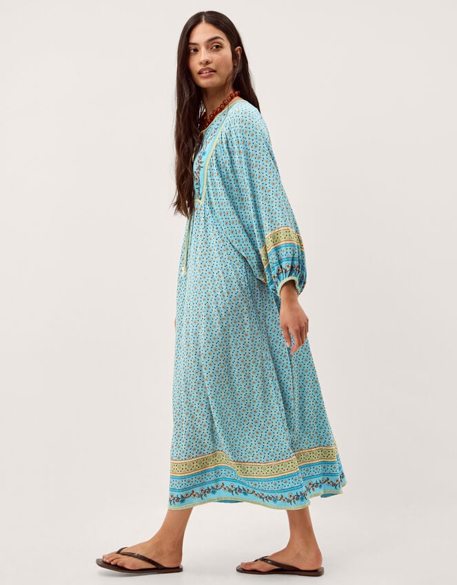 Millie Long Sleeve Print Midi Dress, Blue (PALE BLUE), large