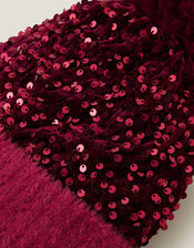 Sequin Pom-Pom Beanie Hat, Red (RED), large