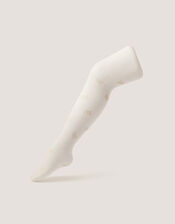 20 Denier Polka Dot Butterfly Tights, White (WHITE), large