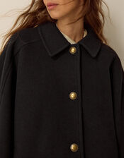 Claudie Collar Cape Coat, Black (BLACK), large