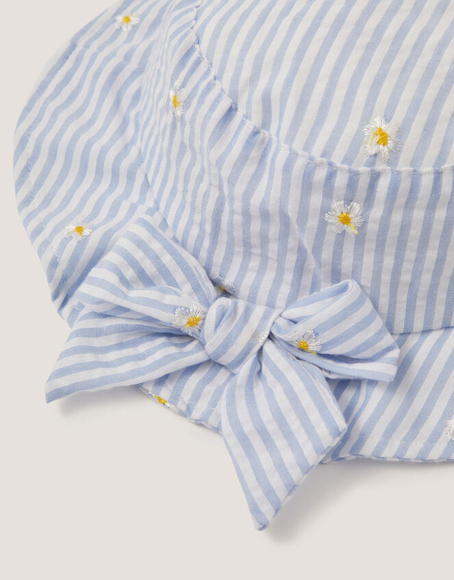 Baby Stripe Bow Bucket Hat, Blue (BLUE), large