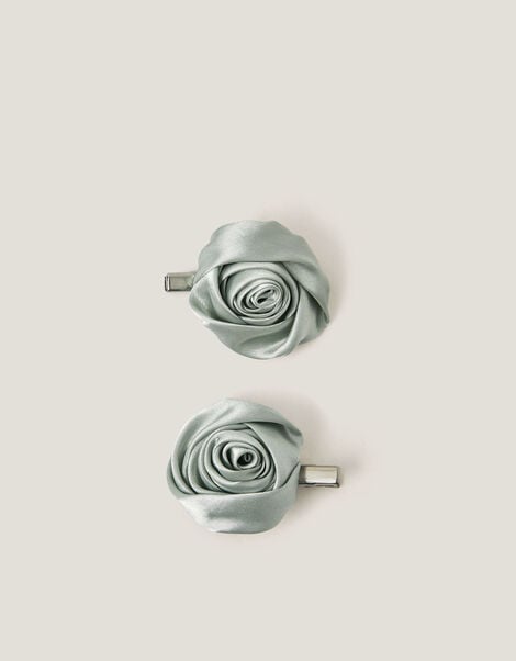 2-Pack Satin Rosette Hair Clips, , large