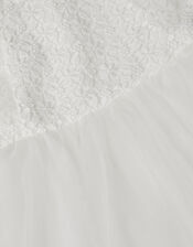 Baby Flutter Sleeve Floral Embroidered Tulle Dress, Ivory (IVORY), large