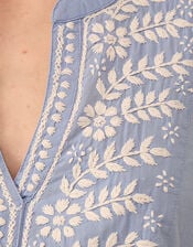 East Alva Hand-Chikankari Embroidered Top, Blue (LIGHT BLUE), large