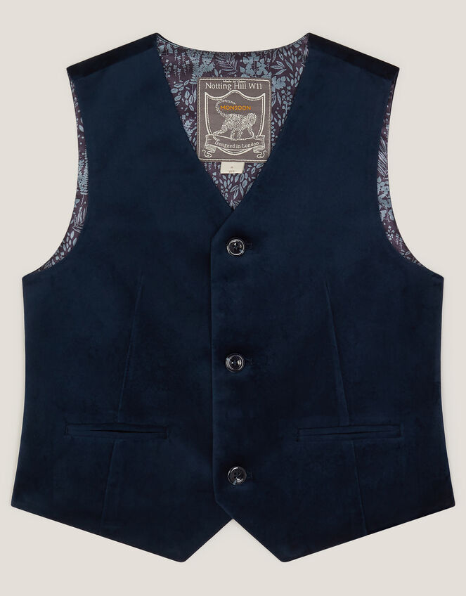 Velvet Waistcoat, Blue (NAVY), large
