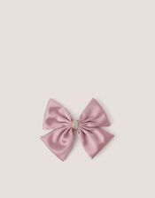 Satin Bow Hair Clip, Pink (PALE PINK), large