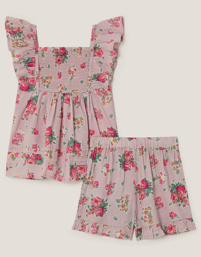 Baby Floral Frilly Top & Shorts Set, Purple (LILAC), large