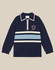 Quarter Zip Collar Jumper, Blue (NAVY), large
