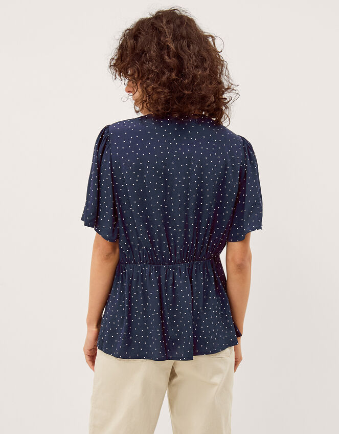 Cleo Lace Polka Dot Top, Blue (NAVY), large