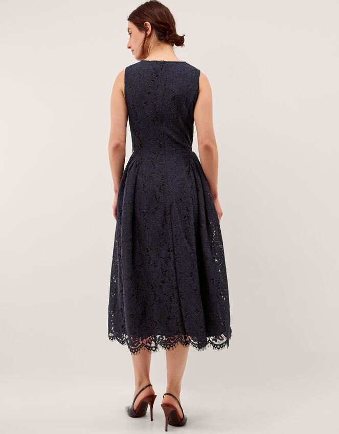 Lydia Sleeveless Lace Midi Dress, Blue (NAVY), large
