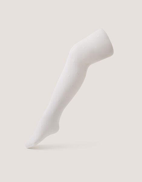 30 Denier Sheer Heart Tights, White (WHITE), large