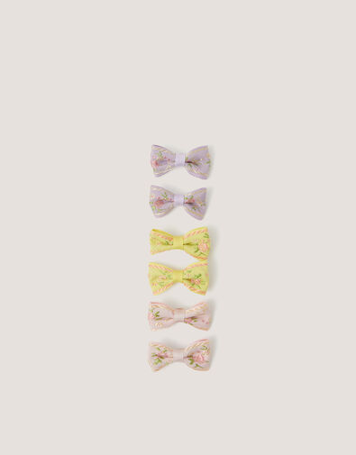 6-Pack Floral Bow Hair Clips, , large