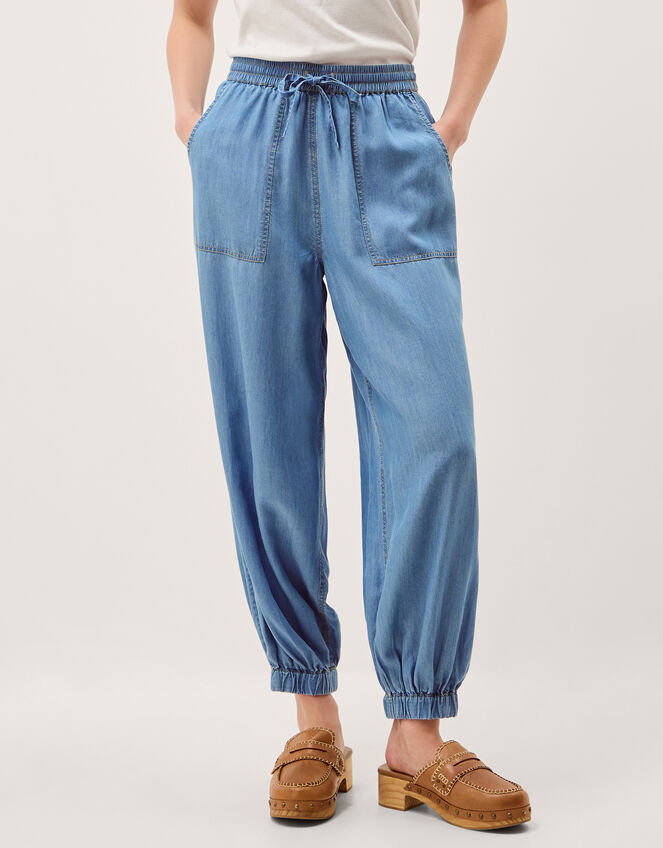 Daria Chambray Balloon Trousers, Blue (DENIM BLUE), large