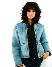 Wild Valentin Embellished Quilted Jacket, Blue (BLUE), large