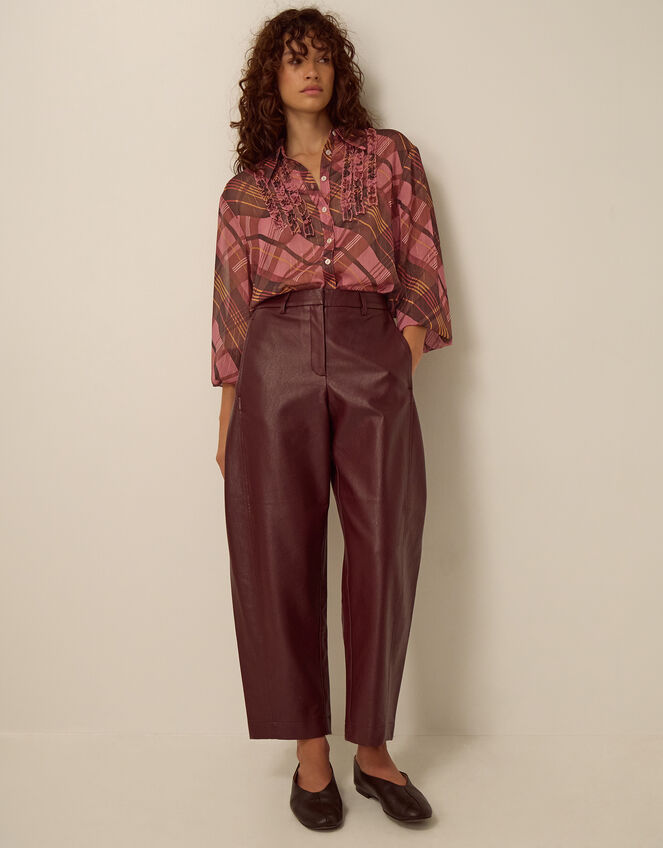 Melinda Ruffle Check Shirt, Pink (PINK), large
