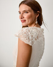 Arwen Embroidered Lace Wedding Dress, Ivory (IVORY), large