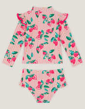 Baby Strawberry UPF50+ Rash Vest Swim Set, Pink (PINK), large