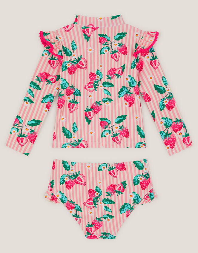 Baby Strawberry UPF50+ Rash Vest Swim Set, Pink (PINK), large
